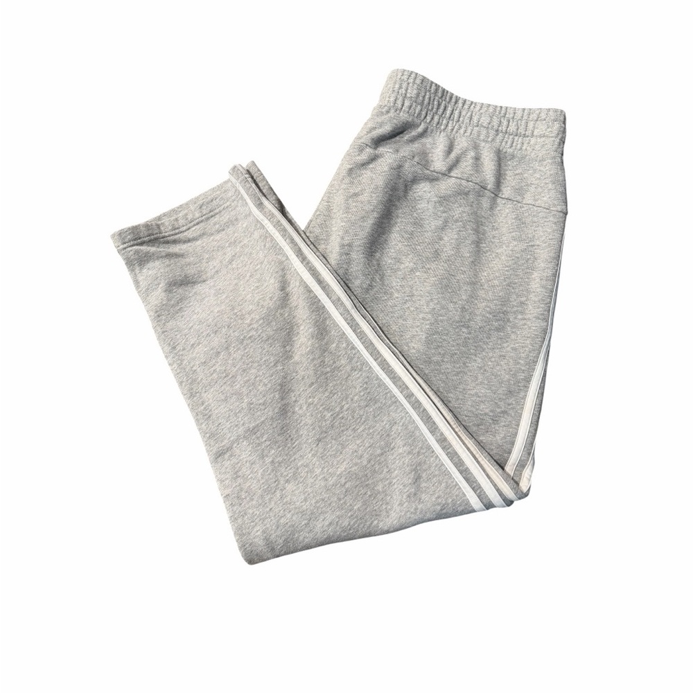 adidas Light Gray Joggers with White Side Stripes. Pre Loved - Picture 5 of 6